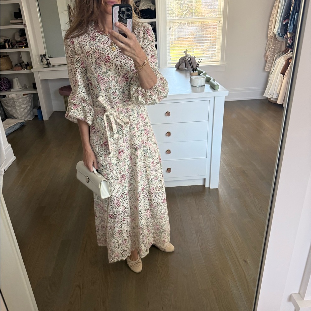 Zimmermann Cream Maxi Dress with Pink Floral Print
